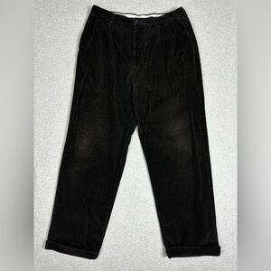 Nautica Rigger Pant Mens 34x32 Black Wide Wale Cuffed Corduroy Pleated Baggy Y2K